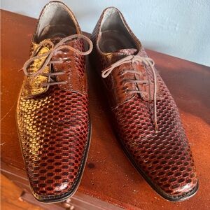 Men's Stacy Adams printed Leather Oxfords in cognac. Sz 9M